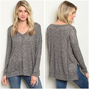 Dark charcoal v neckline top